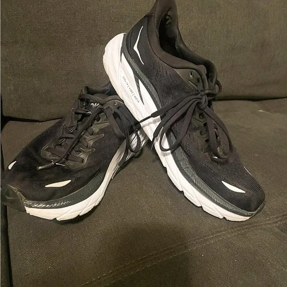Hoka One One Black and White Athletic Shoes with Maximalist Cushioning - Picture 7 of 11
